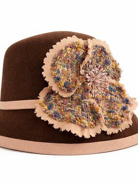 Orit Pariente NY Tweed Cloche Hat Floral Designer Artisan NWOT Parisian Style